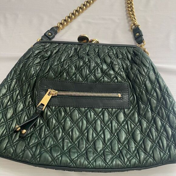 Marc Jacobs Mina Green Quilted Stam Bag Purse Handbag - Picture 2 of 14